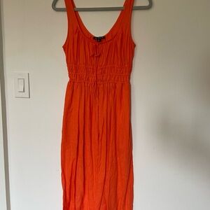 J. Crew linen Vibrant Orange maxi Dress
